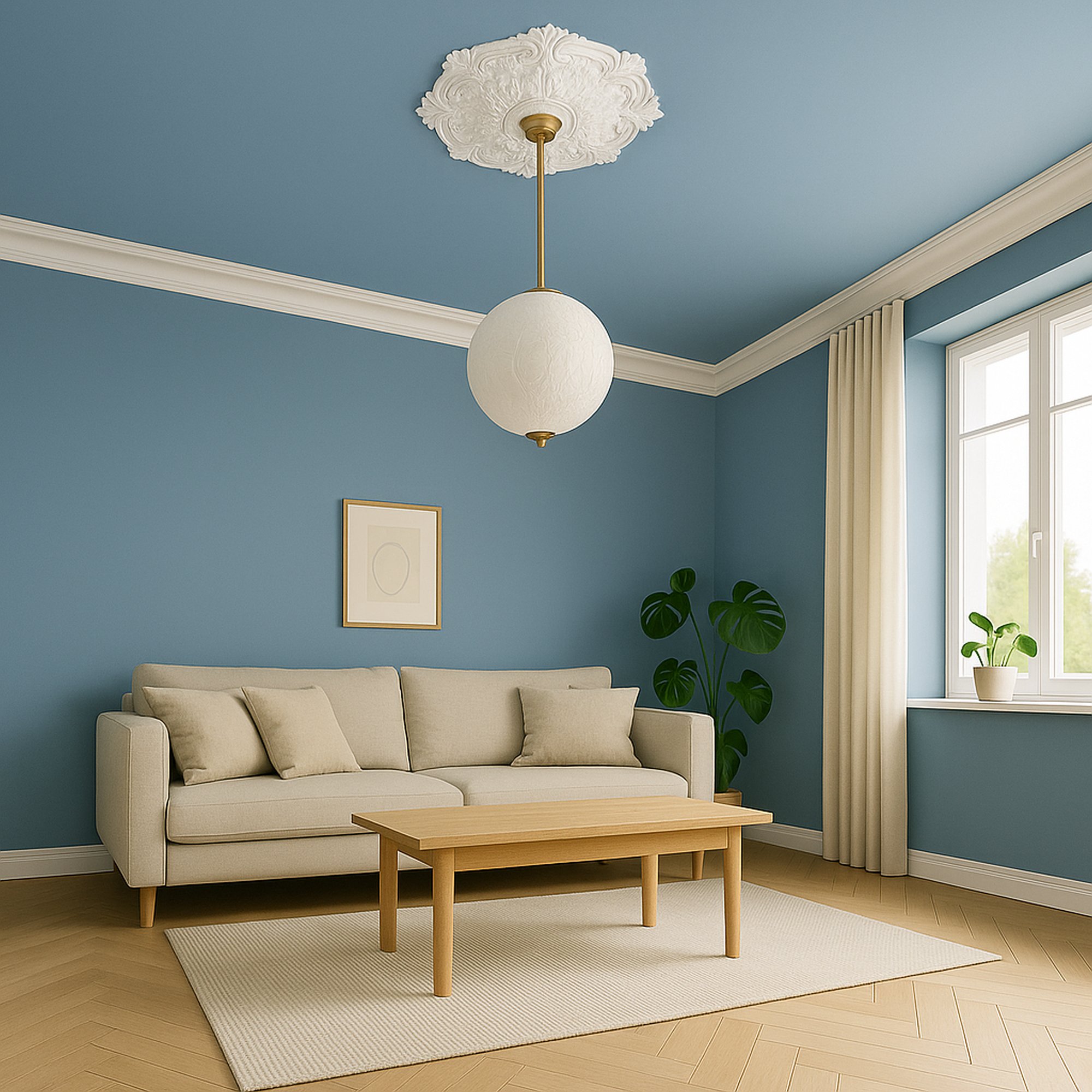 Stuckrosette B3033 492 x 54 x 492 mm Deckenrosette Weiß überstreichbar Stuckrosette Profoam Mardom