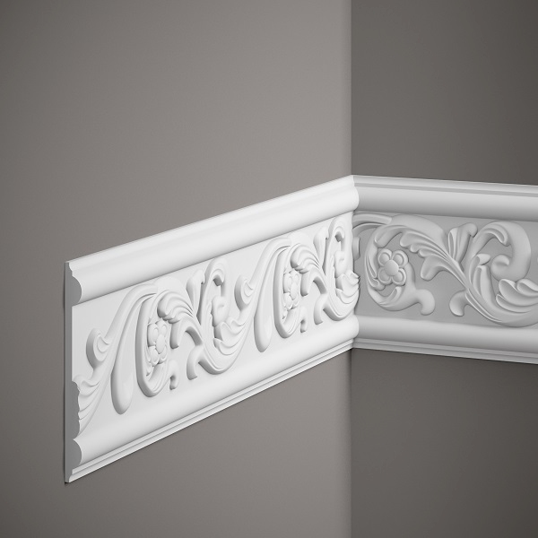 Mardom Wandleiste MDC236 Profoam 14 x 128 x 2000 mm Weiß Zierleiste Floral