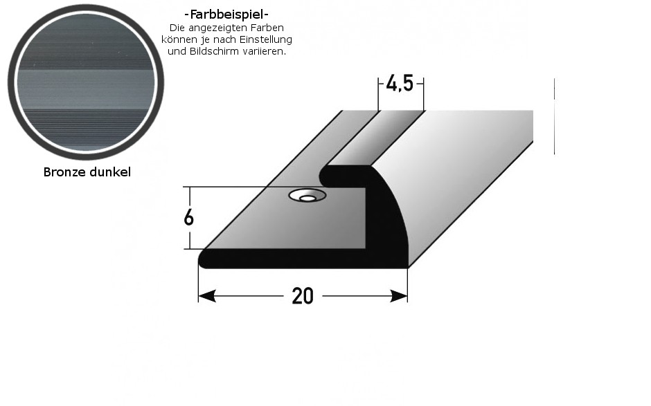Einschubprofil "Midleton" für Laminat, 6 mm Einfasshöhe, Aluminium eloxiert, gebohrt-bronze dunkel (Default)