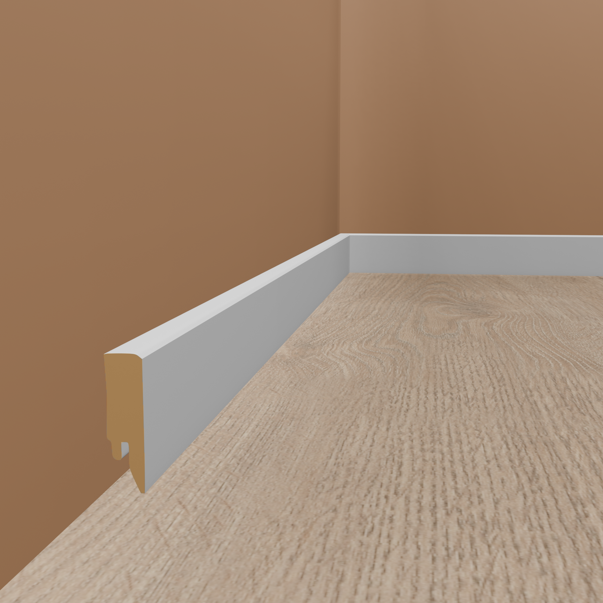 PROVISTON Sockelleiste "Ulm" 72003 MDF 16 x 58 x 2500 mm Weiß Eckiges Profil