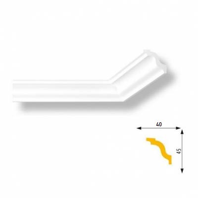 Marbet | Innenwinkel "Marbet E5" | Polystyrol | 45 x 40 x 200 mm | Weiß | Stuckleisten Winkel
