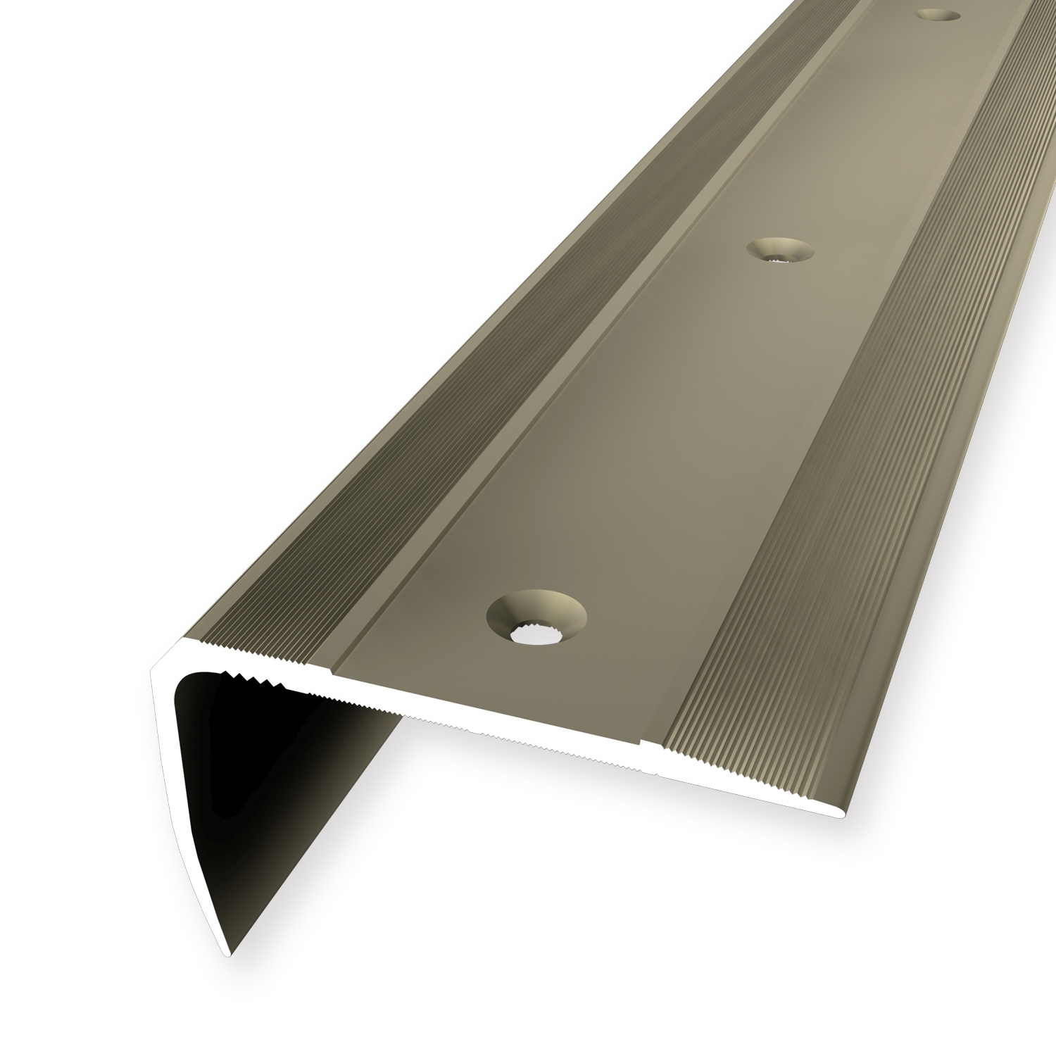 Treppenkantenprofil 29 x 53 mm Winkelprofil Geriffelt Versenkt Gebohrt versch. Farben Küberit