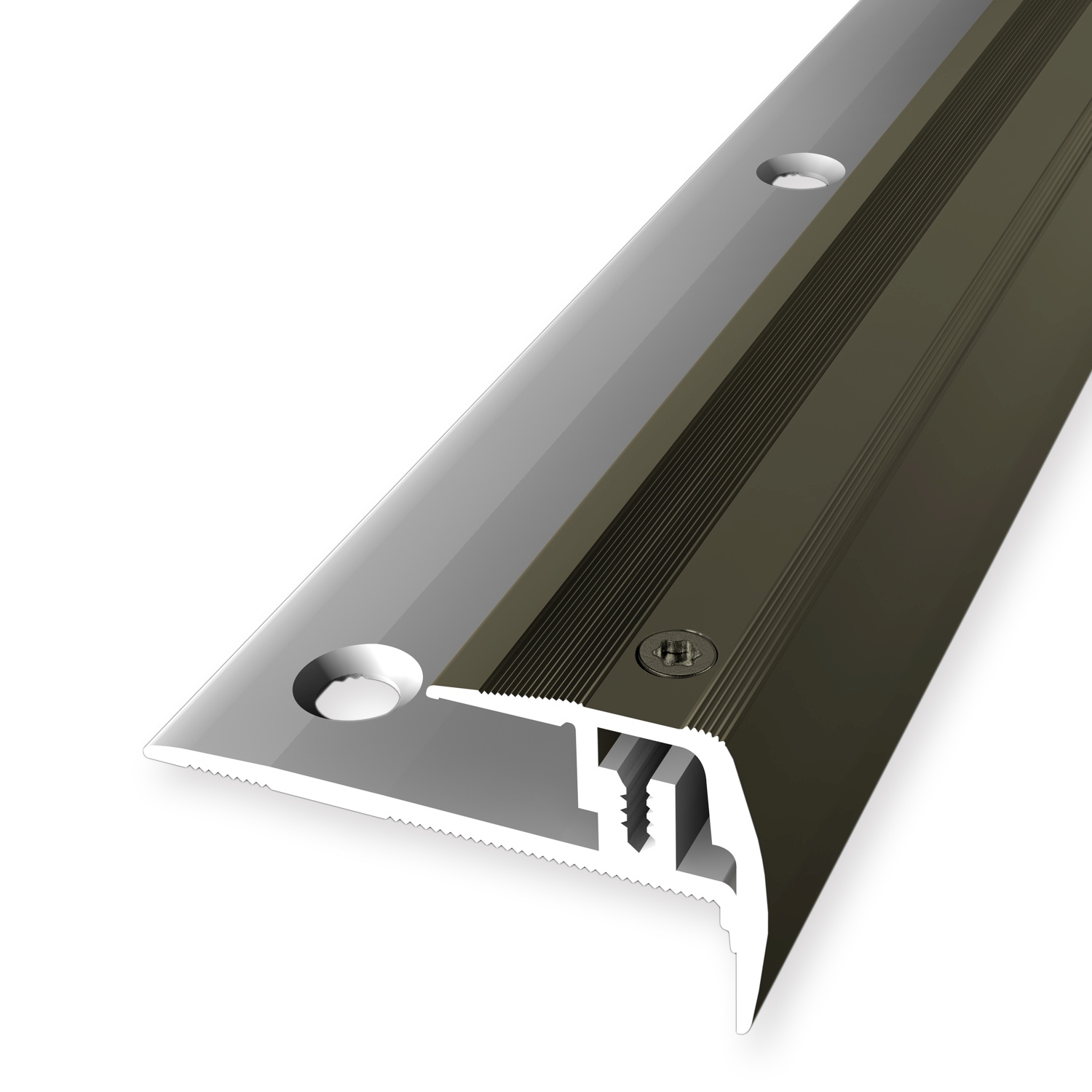 Treppenkantenprofil 27 x 23 mm Aluminium Winkelprofil Geriffelt Versenkt Gebohrt Küberit