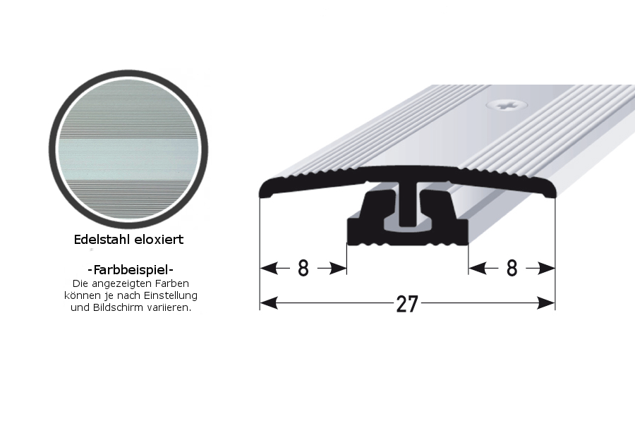 Auer Übergangsprofil Wallingford B 27 mm Einfasshöhe 4 - 7 mm Übergangsschiene Aluminium