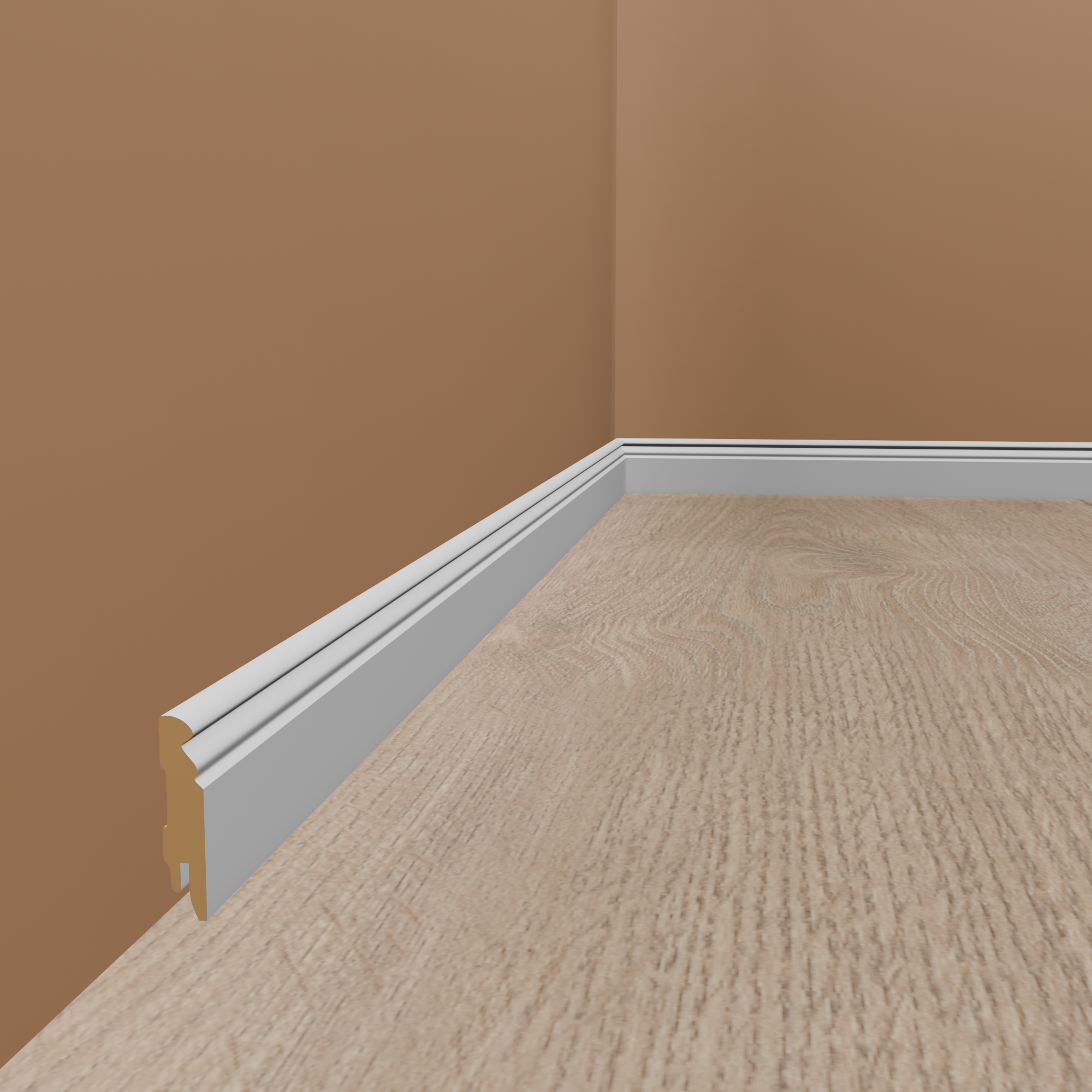 PROVISTON Fußleiste MDF Sockelleiste 19 x 70 x 2400 mm Weiß Foliert Eckiges Profil