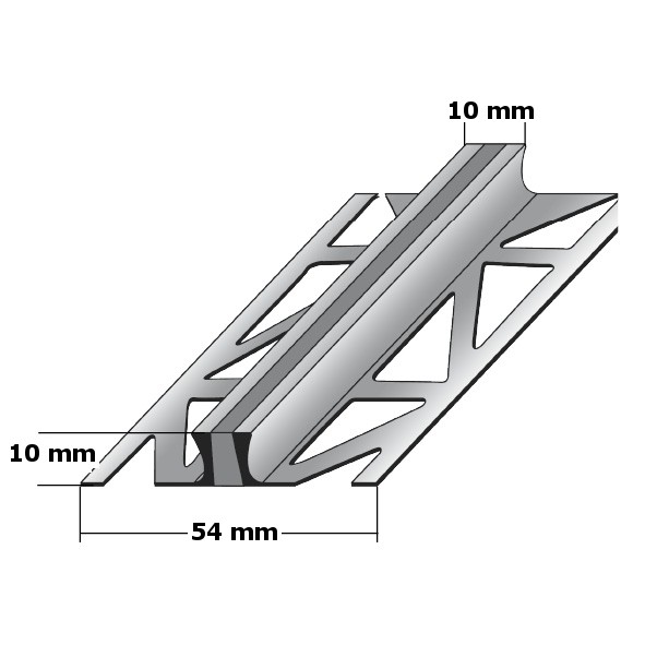 Fliesenprofil "Overloon" Dehnungsfugenprofil / Trennschiene für Fliesen mit grauer Silikoneinlage, Höhe: 2 - 25 mm, Breite: 54 mm, aus Edelstahl-1 mm (Default)
