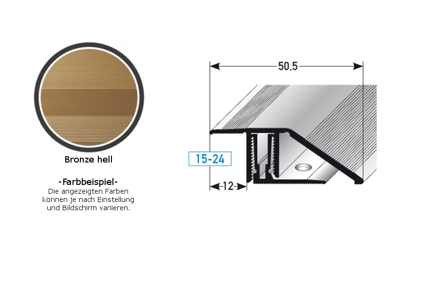 PROVISTON Höhen- & Anpassungsprofile Bellingham B 50.5 mm Einfasshöhe 15 - 24 mm Alu elox