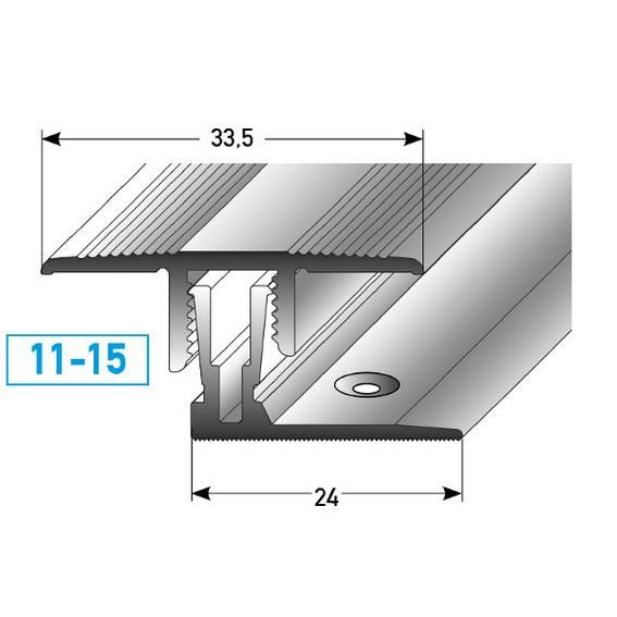 Auer Übergangsprofil Grafton B 33.5 mm Einfasshöhe 11 - 15 mm Übergangsschiene Alu elox