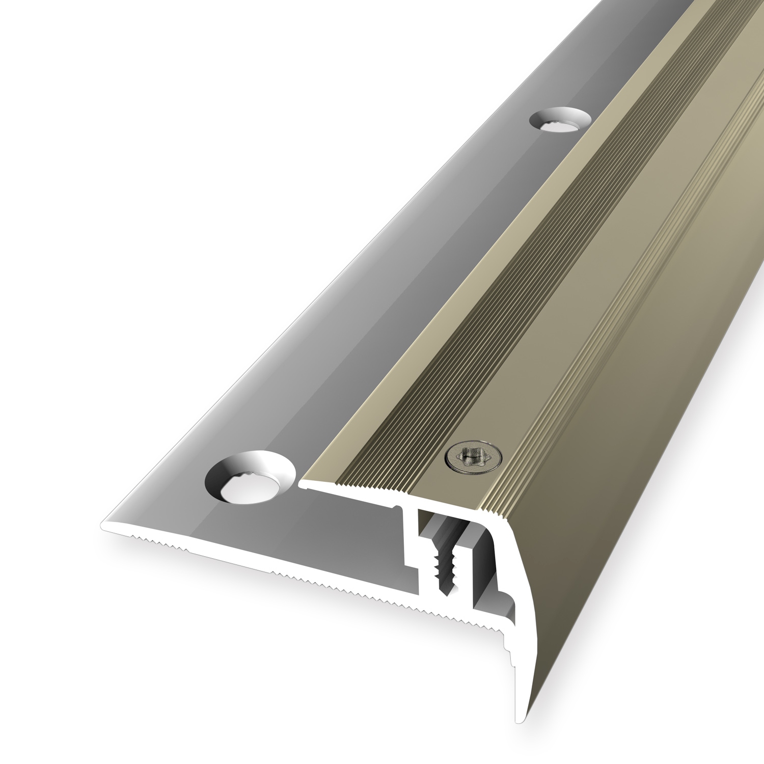 Treppenkantenprofil 27 x 23 mm Aluminium Winkelprofil Geriffelt Versenkt Gebohrt Küberit