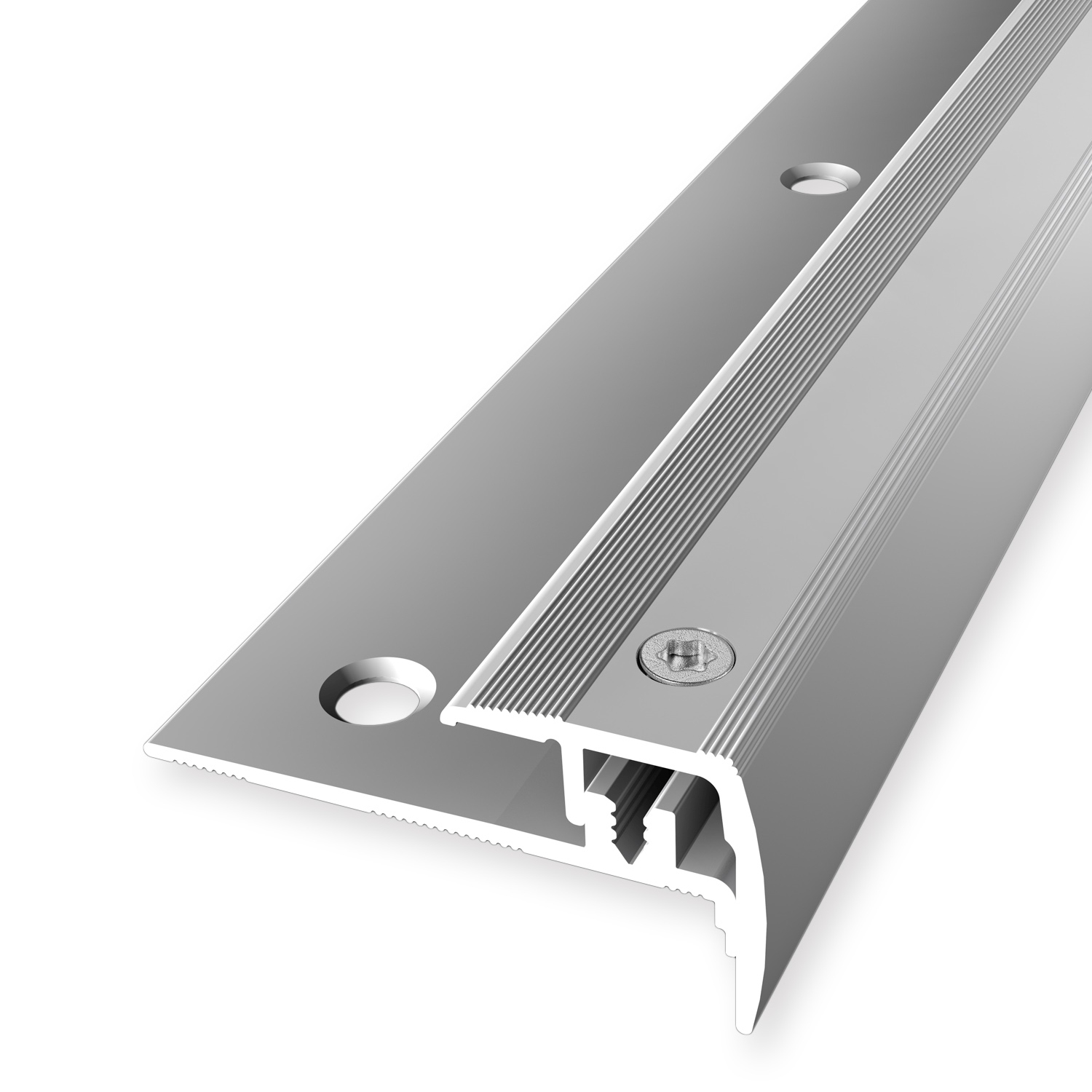 Treppenkantenprofil 21 x 21.5 mm Aluminium Winkelprofil Geriffelt Versenkt Gebohrt Küberit