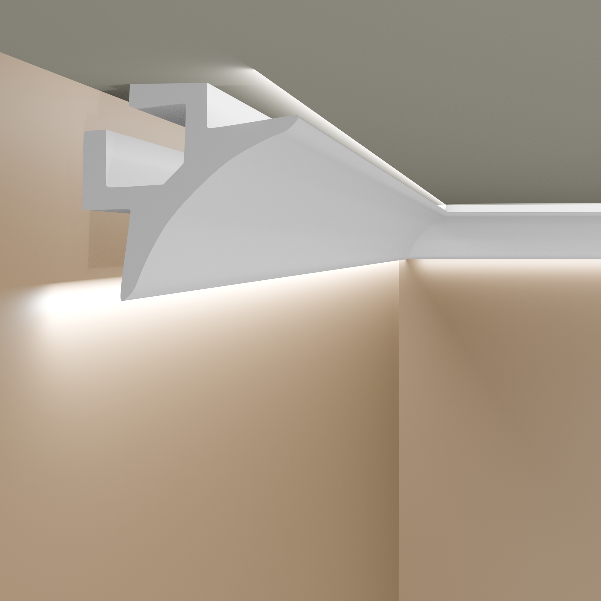 PROVISTON Licht Stuckleiste Kunststoff Weiß | 60 x 97 x 2000 mm Moderne Lichtleiste für die Decke