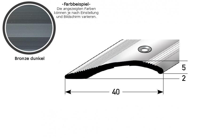 Ausgleichsprofil / Anpassungsprofil "Creston", Ausgleich: 2 - 16 mm, 4 mm breit, Aluminium eloxiert, gebohrt / selbstklebend-bronze dunkel-1-gebohrt (Default)