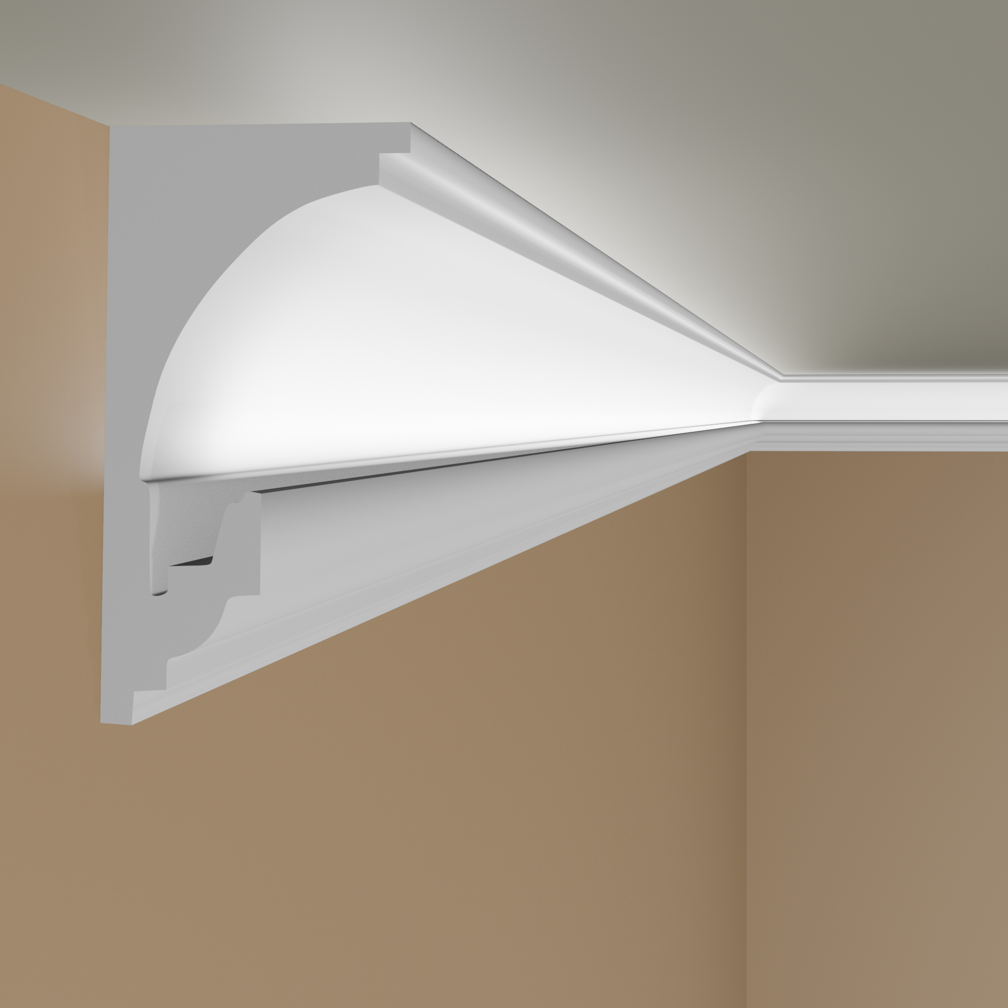 PROVISTON Lichtleiste "LL1" Polystyrol Stuckleiste 62 x 130 x 2000 mm Weiß Deckenleiste