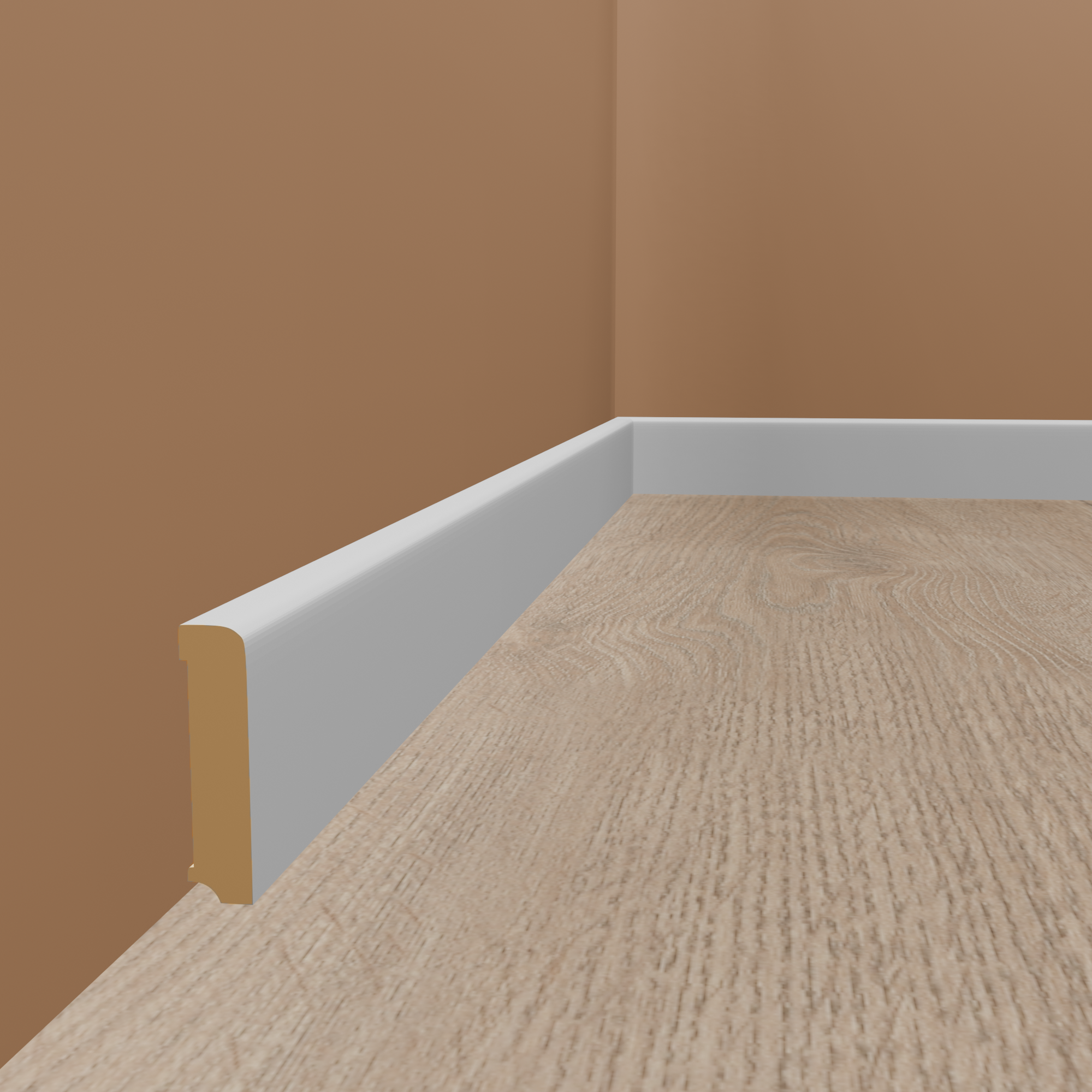 Sockelleiste Zeven Massivholz 10 bis 19 x 60 bis 80 x 2500 mm Weiß by PROVISTON