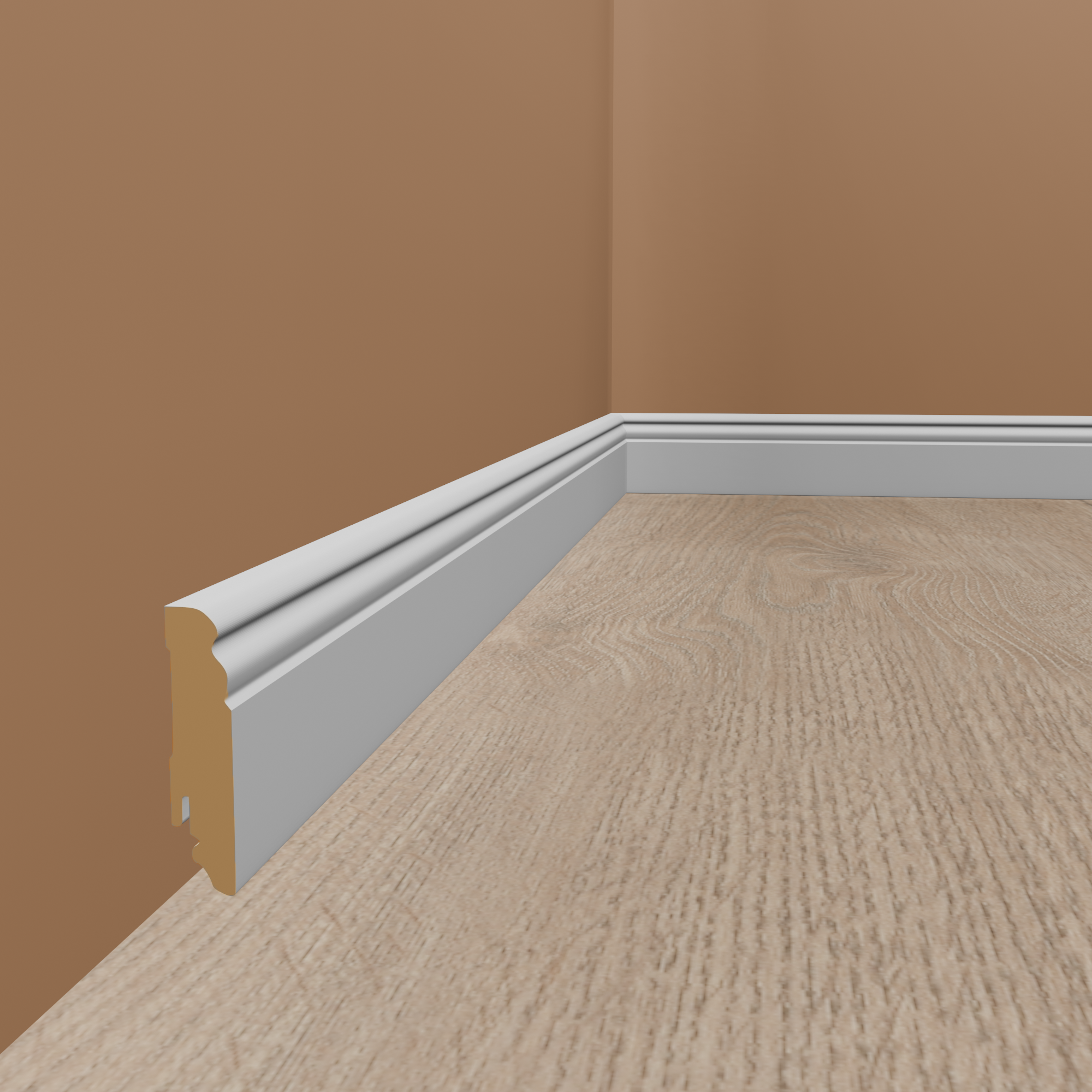 Neuhofer Sockelleiste "Düren" FU085L MDF 19 x 80 x 2400 mm Weiß Berliner Profil