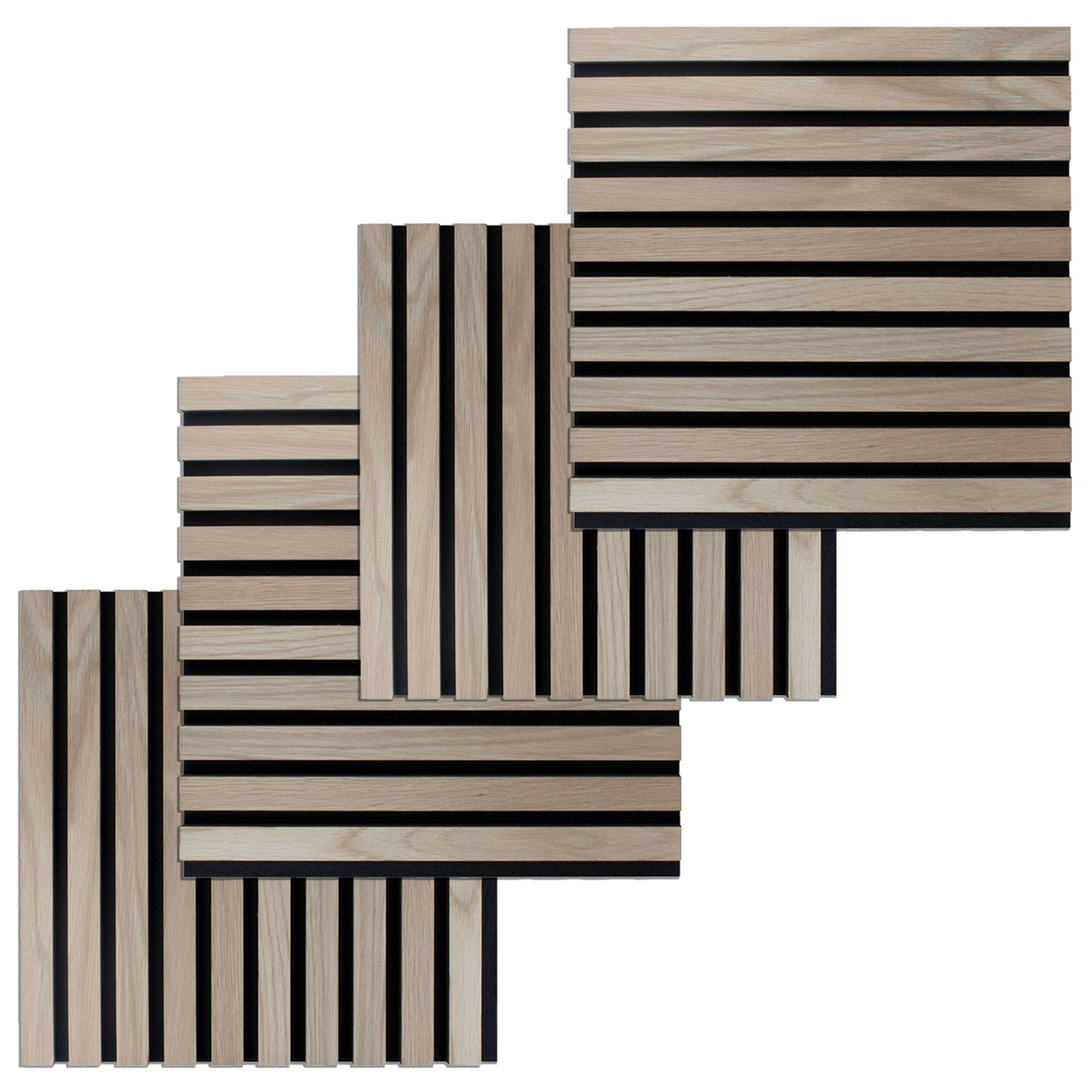 PROVISTON Akustik Paneel 4er SET 400 x 400 x 21 mm Eiche Natur Akustik Wandpaneele MDF Furniert