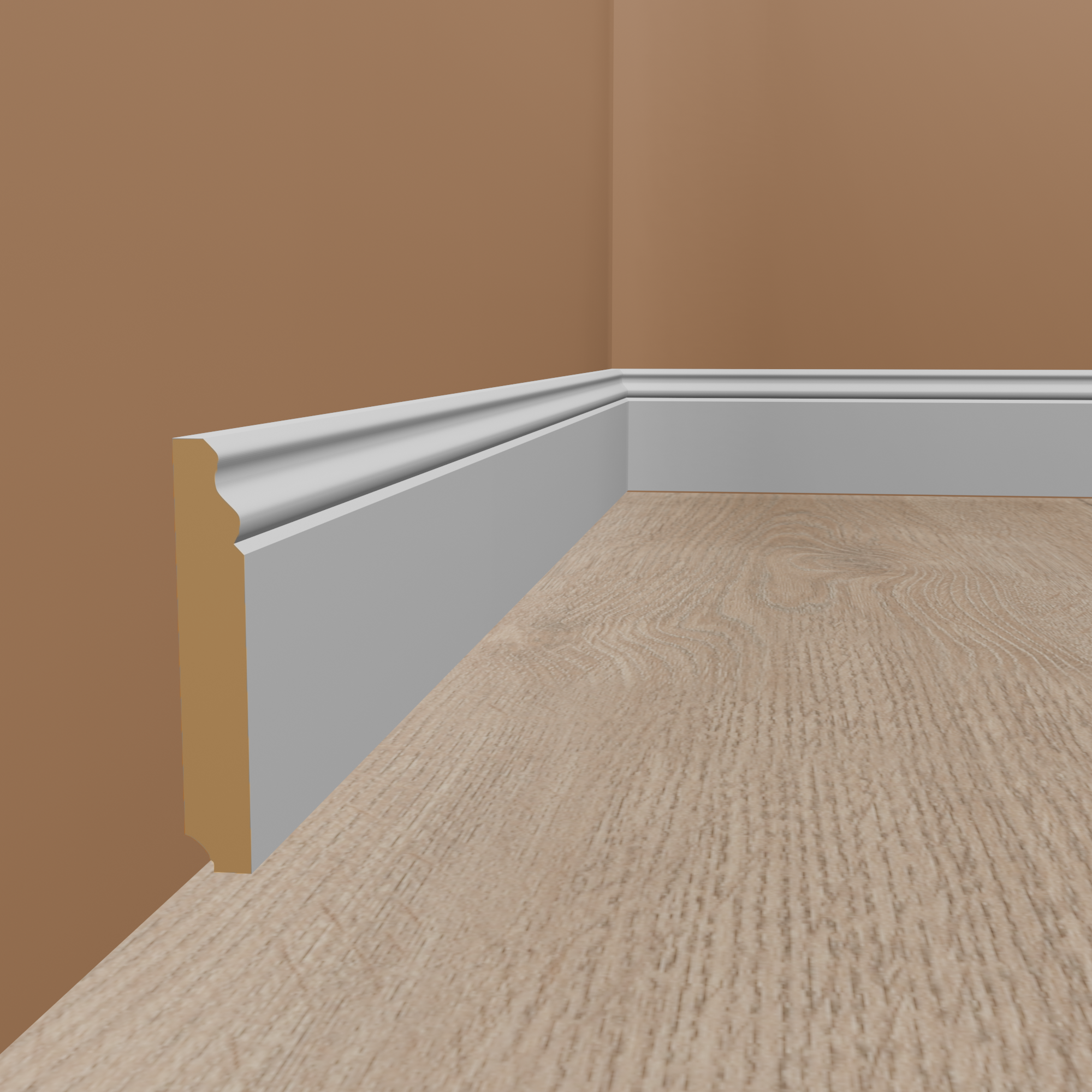 Sockelleiste "Düsseldorf" MDF 19 x 58 x 2500 mm Weiß Modern by PROVISTON