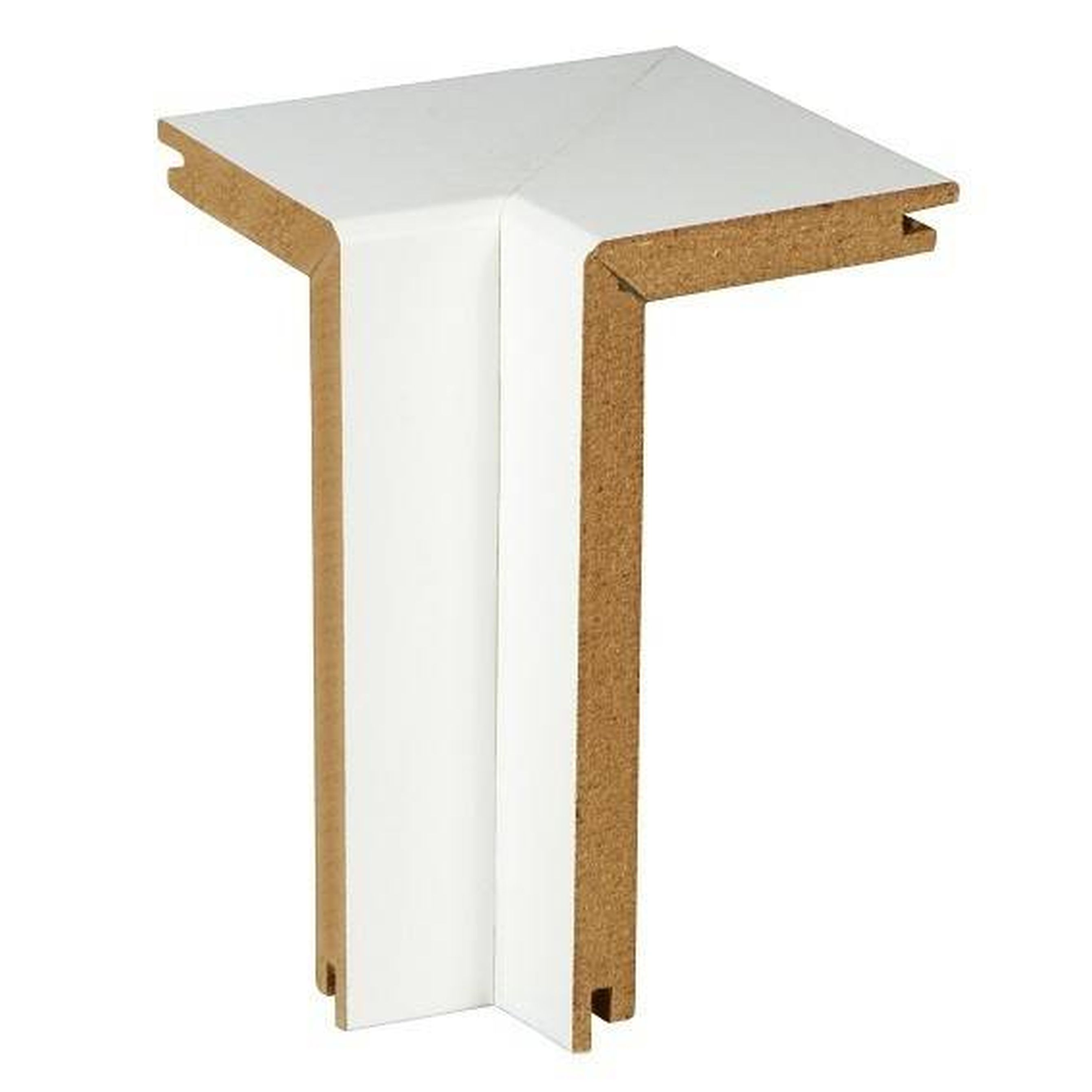 Innenecke für Heizrohrabdeckleiste | Höhe 91 mm MDF weiß foliert | Inhalt 2 Stück/Pkg.