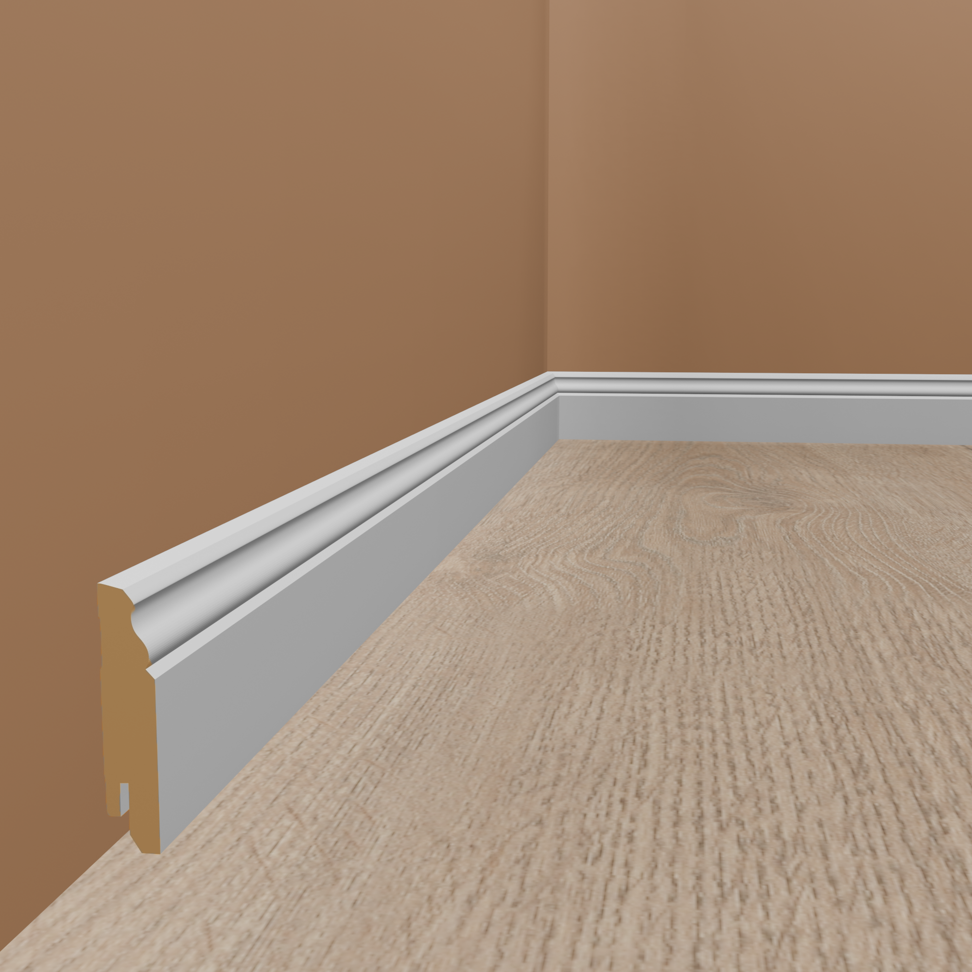 Sockelleiste Krefeld MDF 16 x 80 x 2500 mm Weiß Berliner Profil by PROVISTON