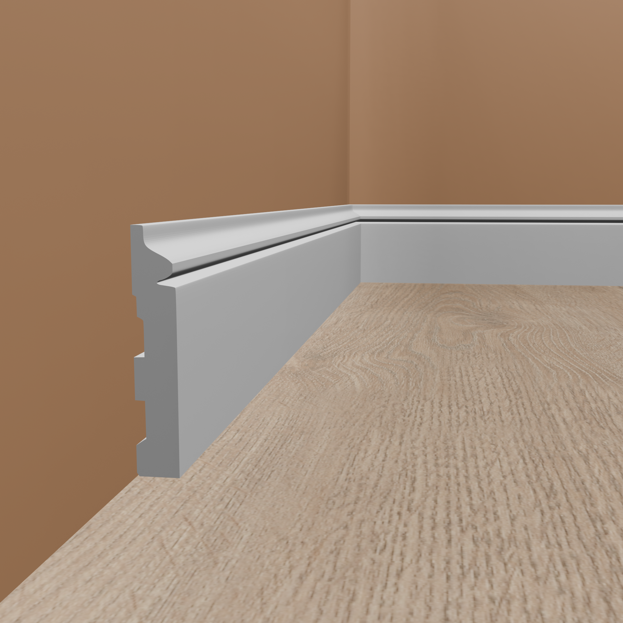 PROVISTON | Sockelleiste "NE018P" | 13 x 80 x 2000 mm | Satin Weiß | Fußleiste | Mit Kabelkanal