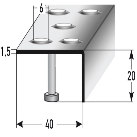 Auer Treppenkanten- & Winkelprofile Falerna Rutschhemmend R12 DIN 51130 20 x 40 mm Edelstahl