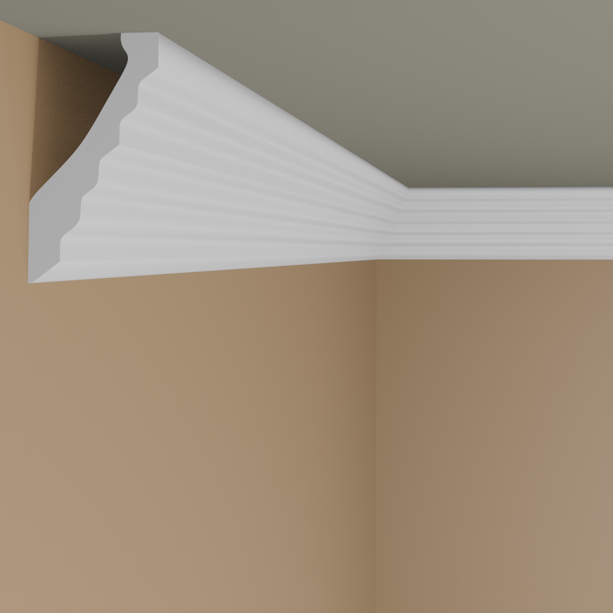 Marbet | Stuckleiste "B-37" | Styropor Deckenleiste | 70 x 136 x 2000 mm | Polystyrol Leiste | Weiß