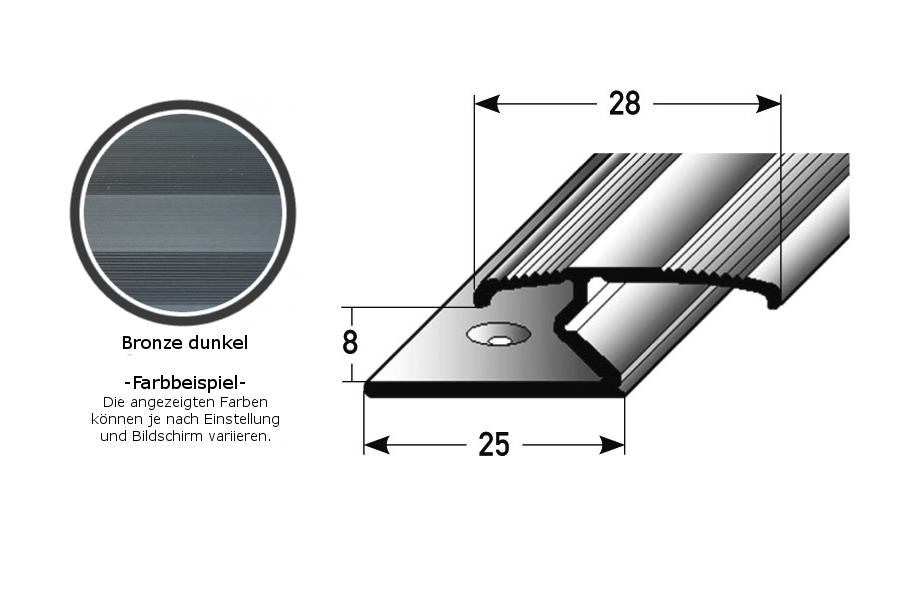 Doppelklemmprofil "Athlone" für Laminat, 8 mm Einfasshöhe, Aluminium eloxiert, gebohrt-bronze dunkel-1 (Default)