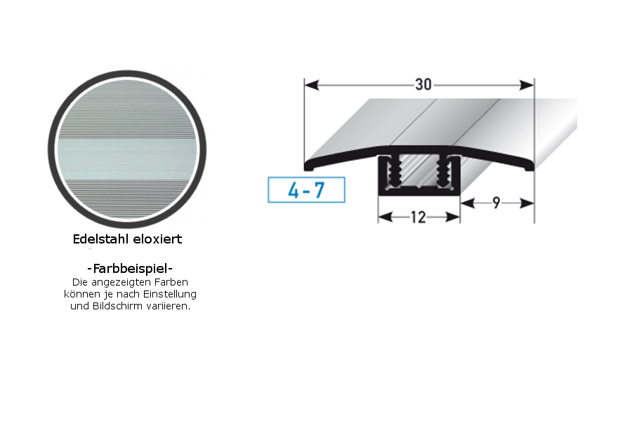 PROVISTON Übergangsprofil Pikeville B 30 mm Einfasshöhe 4 - 7 mm Übergangsschiene Alu elox