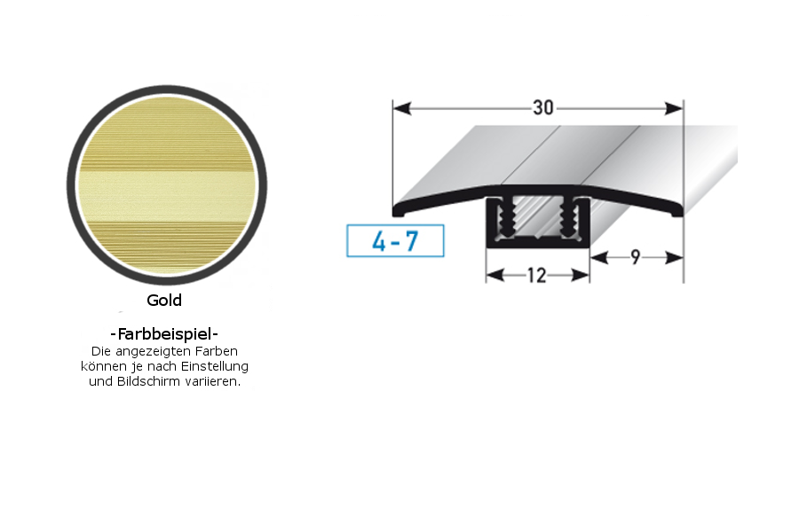 PROVISTON Übergangsprofil Pikeville B 30 mm Einfasshöhe 4 - 7 mm Übergangsschiene Alu elox