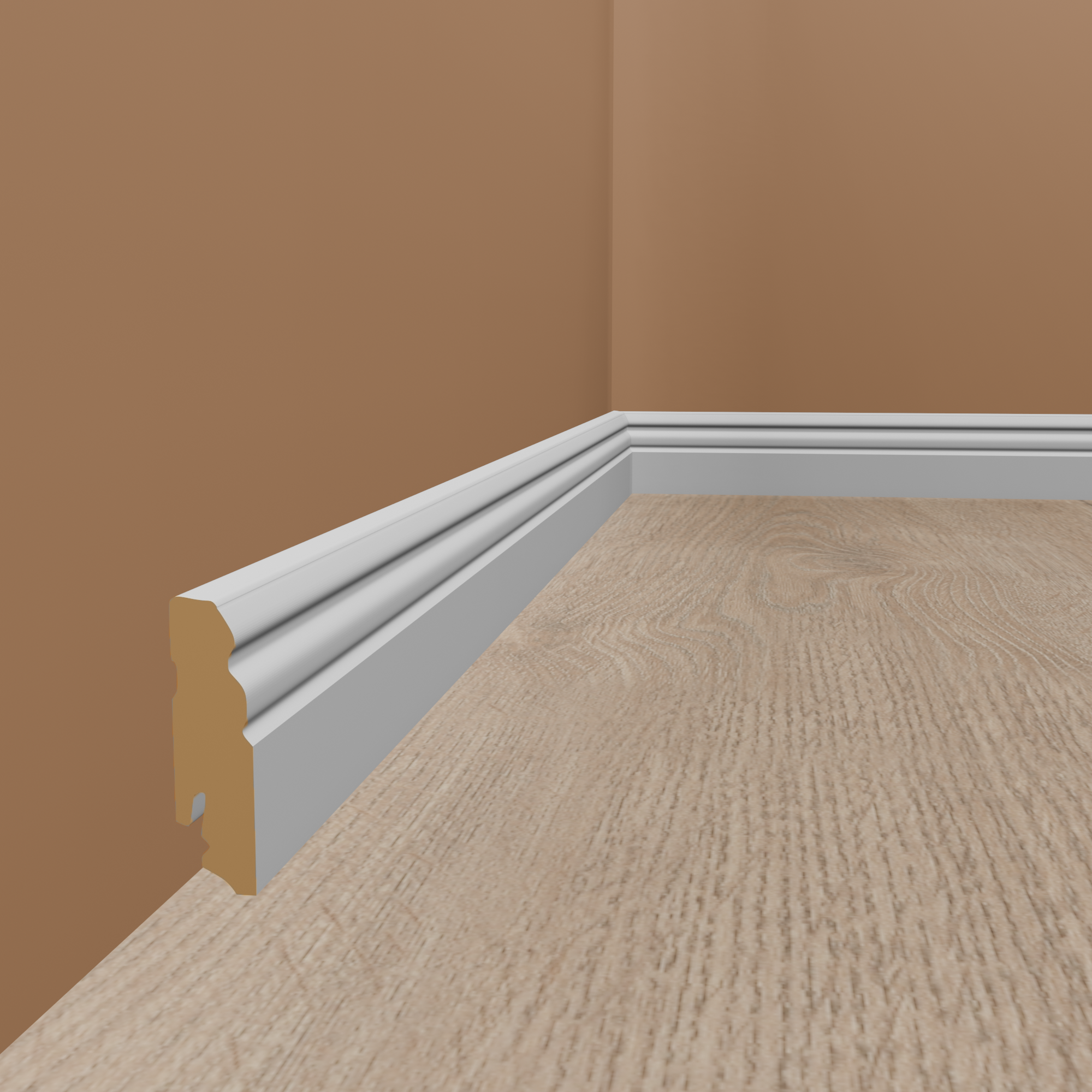 Neuhofer | Sockelleiste "Cambiano" | FU073L | MDF | 18 x 70 x 2400 mm | Weiß | Berliner Profil