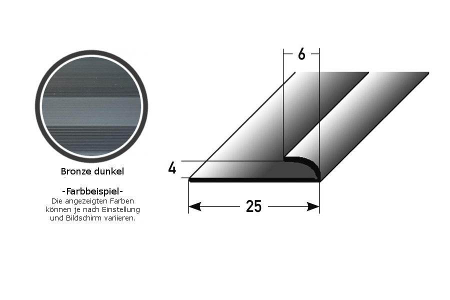 Mini-Klemmprofil / Einschubprofil "Westerose" für Designböden, 4 mm Einfasshöhe, Aluminium eloxiert, gebohrt-bronze dunkel-1 (Default)