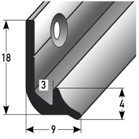 Auer Treppenkanten- & Winkelprofile Sarnia H 18 mm B 9 mm Einfasshöhe 3 mm Alu eloxiert