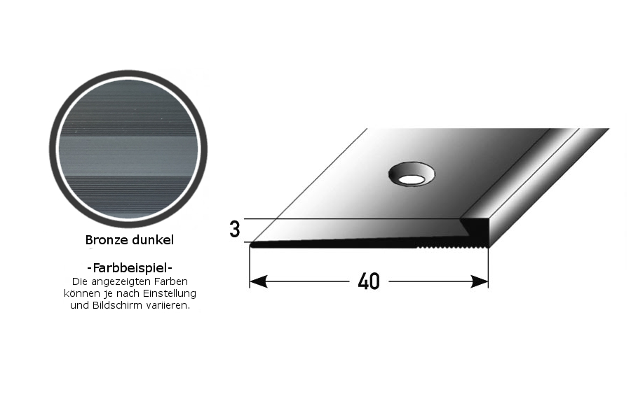 Anstoßprofil "Blackwater" Anstoßleiste für Designbeläge, 3 mm Einfasshöhe, Aluminium eloxiert, gebohrt, Typ 27-bronze dunkel (Default)