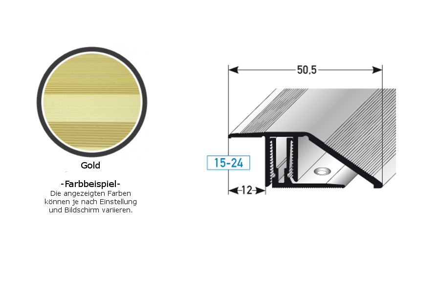 PROVISTON Höhen- & Anpassungsprofile Bellingham B 50.5 mm Einfasshöhe 15 - 24 mm Alu elox