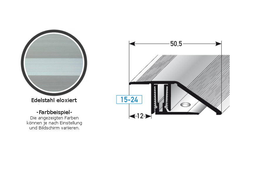 PROVISTON Höhen- & Anpassungsprofile Bellingham B 50.5 mm Einfasshöhe 15 - 24 mm Alu elox