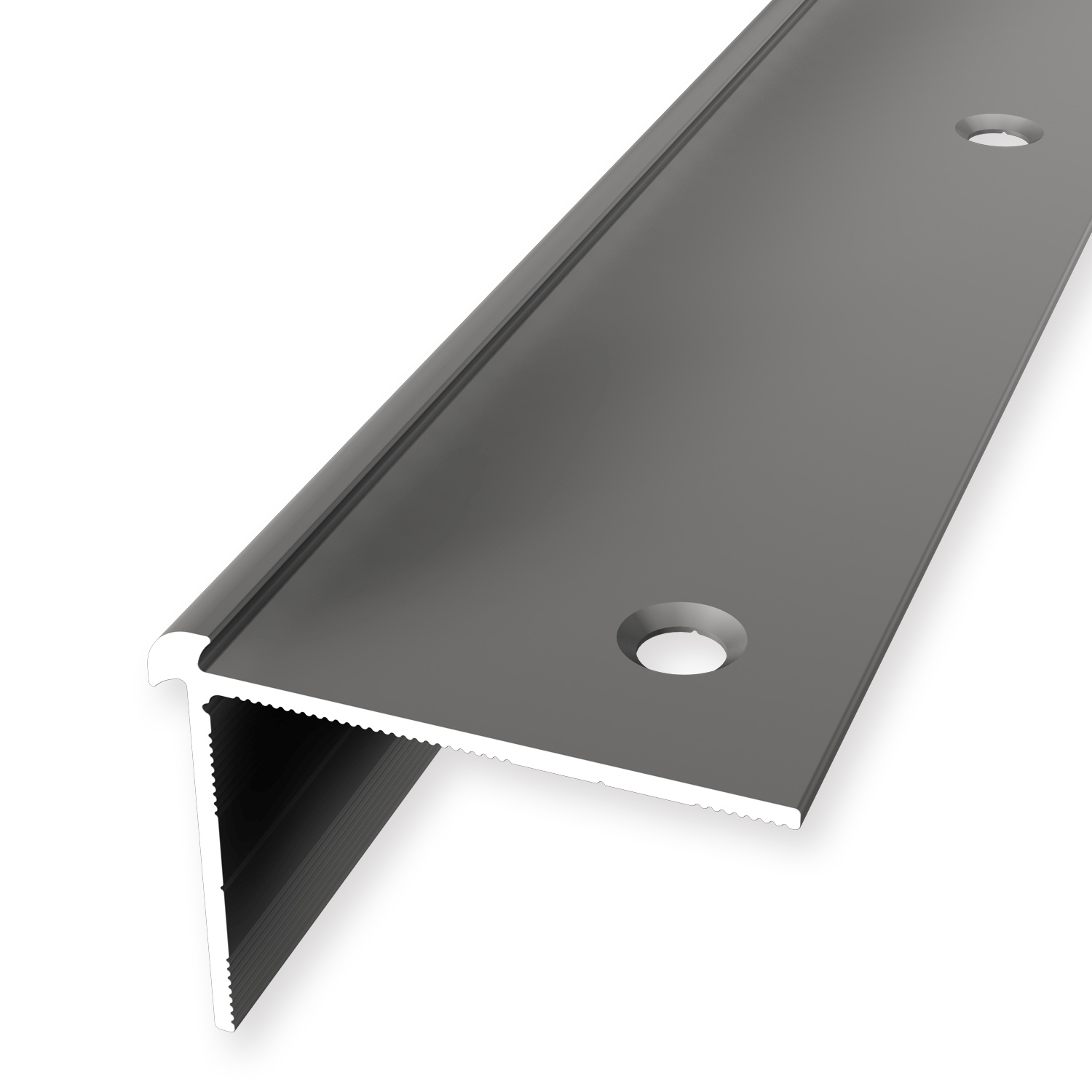 Treppenkantenprofil 29 x 39 mm Aluminium Winkelprofil Glatt Versenkt Gebohrt Küberit