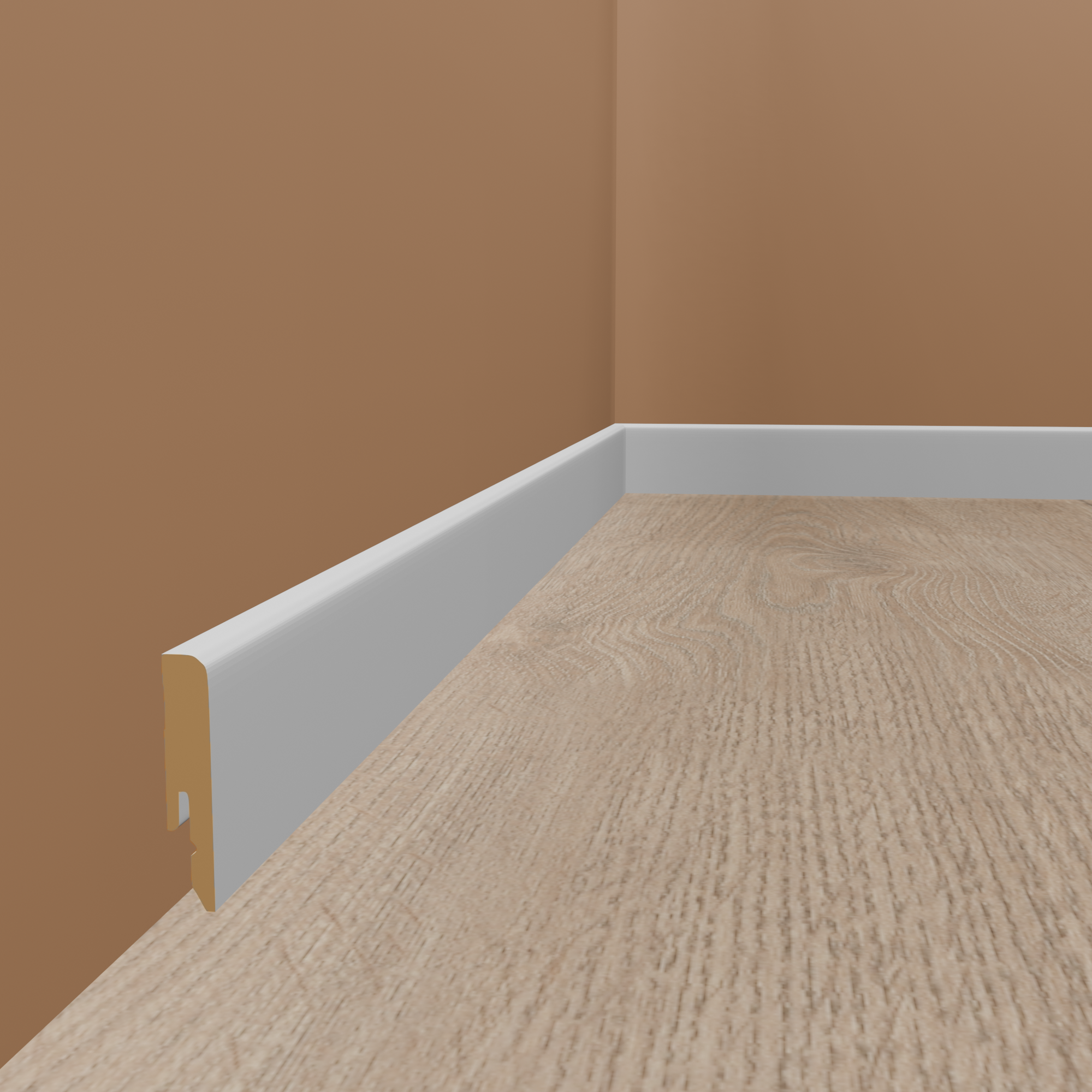 Neuhofer Sockelleiste "Euskirchen" FU054L MDF 12 x 58 x 2400 mm Weiß Fußleiste