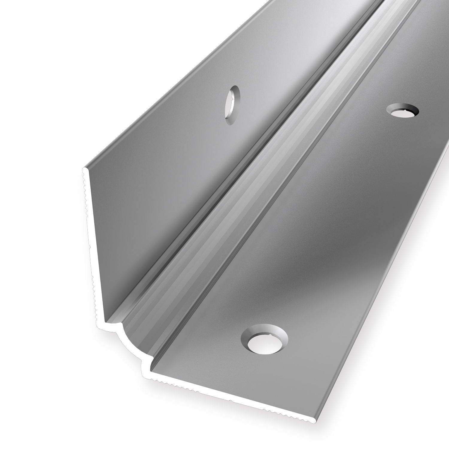 Treppenkantenprofil 29 x 29 x 2500 mm Aluminium Treppen-Innenwinkel Glatt Versenkt Gebohrt Küberit